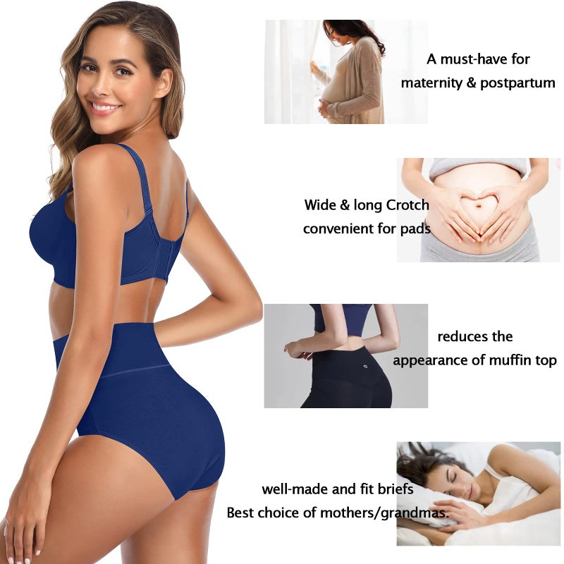 K-CHEONY Women's Cotton Underwear High Waisted Tummy Control Full Coverage Panties Postpartum Briefs Multipack Regular and Plus Size - Image 5
